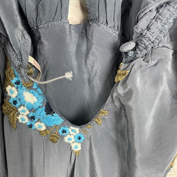 Free People Dusty Blue Floral Ruffled Maxi Dress - Picture 5 of 9